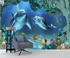 Wallpapers Custom 3D Mural Wallpaper Underwater World Dolphin Mother And Son Deep Love TV Background Wall