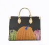 Tote bag firmata da donna MM Pumpkin stampa fiore di lusso lettera Enpreinte shopping bag borse in pelle borse a tracolla borsa M46466 di alta qualità