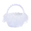 White Lace Girl Basket Elegant Satin Rose Round Wedding Favors Decoration L5657