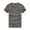 T-shirts pour hommes GustOmerD été marque qualité pur coton T-shirts hommes poche solide à manches courtes col rond T-shirts mode hauts souples
