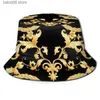 Cappelli a tesa larga di lusso Motivo floreale Fiori Cappello da pescatore dorato Moda donna Cappelli da trekking estivi per ragazze Cappello da sole da esterno Dropship T230526