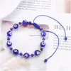 Charm Bracelets Turkish Evil Blue Eye Beads Bracelet Braided Rope Chain Colorf Crystal For Women Handmade Jewelry Gifts Drop Delivery Dhxj3