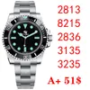 NF TOP-V12 Luksusowe zegarki sportowe Men Business 2813 8215 ETA 2836 3135 Automatyczne 316L 904L Stal nierdzewna Czarna świetlista wodna WaterProo254H