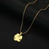 Pendant Necklaces Stainless Steel Unique Necklace Man Face Gold Plated And Happy