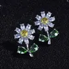 Stud Earrings Luxury Top Quality Yellow/Purple Cubic Zirconia CZ Zircon Daisy Flower For Women Exquisite Fashion Christmas Gifts