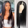 Straight V Part Wig Human Hair No Leave Out Middle Part Glueless U Part Wig 180 Density Peruvian Human Hair Long Wigs for Women