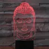 Night Lights 3D Lampe Boeddha Illusion LED -lampen Optisch licht met 7 kleuren voor thuiskantoor Ruimte Thema Decoratie Kinderen Volwassenen Gift Night Ligh