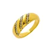 Quality Cold Style Stainless Steel Ring Female Personality Design Arc Micro Inlaid Three-Row Drill Ring Fashion