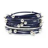 Outras pulseiras 5 cores novas moda shinning bead embrulhado pu pulseira de couro feminino design mtilayer com galho magnético Drop de dh4ay