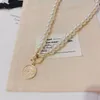 Pendant Necklaces Vintage Wind Pearl Coin Necklace Female Temperament Joker Simple T Word Buckle Round Brand Clavicle Chain