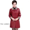 Women's Trench Coats 5XL Ukraine Middle-aged Winter Plus Size Women Cotton Leather Coat Parka 2023 Velvet Female Jacket Manteau Femme Hiver