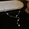 Chains Korean Simple Long Pearl Necklace Fashion Ins Design Sense Clavicle Chain Y-shaped Personality All-match