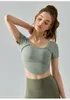 Ll Women Yoga Outfit Short Sleeve Crew Neck Dreatble Seamless Quick Dry Fintness Gym Short Top Summer Adst533