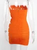 ファッションカットメッシュシニードレスセクシーなホローアウトナイトクラブパーティーを着るルーチドボディコーションベスティドス2022サマーオレンジドレス