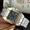 Tank Square Reloj para hombre Luna y sol Reloj de lujo Función de cuarzo dorado Reloj de diseño Montre De Luxe relojes para hombres caijiamin DHgate relojes de pulsera de alta calidad U1