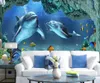 Wallpapers Custom 3D Mural Wallpaper Underwater World Dolphin Mother And Son Deep Love TV Background Wall