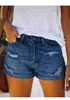 Kvinnors shorts 2023 Summer Women's High midja rippade denim Fashion Stretch Rolled Hem Skinny Jeans S-2XL Black/Blue