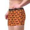 Caleçons Cool Black Bats And Orange Spooky Halloween Pattern Flying Bat Boxers Shorts Male Stretch Briefs Sous-vêtements