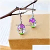 Dangle Chandelier Creative Fresh Dried Flowers Earrings Handmade Romantic 5 Colors Earring Prevent Allergy Butterfly Drop Ear For Dhqy8