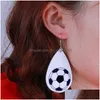 Charm New Design Waterdrop Leather Earrings Sport Baseball Basketball Football Volleyball Pu Drop Printing Dangle Earring Mticolor D Dhtkb
