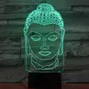 Night Lights 3D Lampe Boeddha Illusion LED -lampen Optisch licht met 7 kleuren voor thuiskantoor Ruimte Thema Decoratie Kinderen Volwassenen Gift Night Ligh