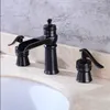 Banyo Lavabo muslukları Vidric America Style Siyah Bitmiş Yaygın 8 'Çapraz sap musluk havzası karıştırıcı üç delikli şelale