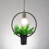 Pendant Lamps Geometry Wrought Iron Plant POTS Droplight Restaurant Boutique Green Store Decoration Hanging Lamp Dish