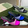 Sandały Fuchsia dla damskich kapcie krinestonu metalowe obcasy buty damskie 6,5 cm butów o wysokim obcasie projektant Kitten Heel Party Supper Sandal 35-41