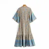 Jurken Happie Queens Dames Bloemprint Batwing Sleeve Beach Boheemian Maxi Dresses Ladies Vneck Tassel Summer Boho Dress Vestidos