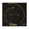 Bracelets de cheville signe du zodiaque bracelet de cheville pour femme 12 Bracelets de cheville Constellation or Sier Horoscope chaîne de pied réglable Dainty Brithday cadeau Dhwui