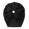 Big Flower Turbano Baby Hats Faux Cashmere Pearl Recém -nascido Feiia