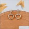 Stud Design Cubic Zirconia Heart Earrings For Women Fashion Love Cz Micro Pave Dangle Earring Ing Party Jewelry Gift Drop Delivery Dhl85