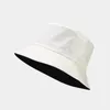 Beretten 2023 PU Leather Fisherman Hat Outdoor Casual omkeerbare emmer voor reiszonbescherming Panama unisex Daily Bob