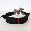 Kennels Pet Bed Nest Halloween Style nietoperzy okrągły nowatorski pies pies śpiący matę domową poduszka odpowiednia na wszystkie pory roku czarny design1