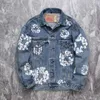 2024 Mens Designer Black Jackets Mens Cowboy Coat Hip Hop Decorazione Gemstone Flower Lettera Buttonstreetwear Uomo Giacca di jeans alta