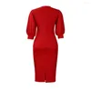 Casual Dresses Elegant Women Summer Dress Kvinnlig halv ärm Robe Girl's Streetwear Vestidos Office Lady's Pencil