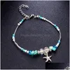 Bracelets de cheville bohème étoile de mer pendentif pour femmes filles cristal perle chaîne bracelet sur la jambe été plage cheville bijoux cadeaux livraison directe Dh7Rq