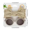 2 pezzi/set orso occhiali da sole per bambini fasce per arco in nylon elastico alto colore montatura rotonda occhiali di protezione solare polarizzati occhiali per bambini