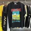 Designer Vêtements de mode Tees Tshirt Rhude Windowsil Castle Coconut Tree Fenceau Lancage Double Yarn Coton Coton Contrut