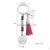 Keychains Lanyards Colorf Chakra Stone Tassel Keychain Pendant Lotus Reiki Healing Yoga Natural Gemstone Pärled Creative Keyring G Dhrwd