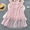 Sıradan elbiseler moda ünlü kare boyun uzun kollu elbise kadınlar için bahar yaz dantel kancalı çiçek partisi zarif vestidos k094