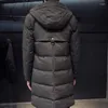 Heren down mode winter mannen lange dikke warme parka jassen heren capuchon jas zwart grijs 5xl hoogwaardige merkkleding