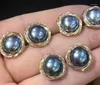 Stud Earrings Noble Jewelry Handmade 9-10mm Natural Freshwater Black Pearl 9k Gold