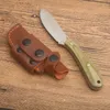 Special Offer G2561 Survival Straight Knife 440C Satin Blade Full Tang Linen Handle Outdoor Camping Hiking Fishing Fixed Blade Knives with Leather Sheath