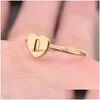 Rings Adjustable Initial 26 Letters Heart Open Couple Gift Romantic Cute Casual Jewelry Accessories Drop Delivery Ring Dhzyf