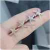 Stud Starfish Earrings With Sier Gold Color Clear Cz Earring For Woman Fashion Korean Style Jewelry Party Drop Delivery Dhl3R