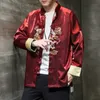 Giacche da uomo Stile cinese Rana Abito con linguetta Giacca ricamata Collo alto Cappotto a tunica Top Migliorato HanfuMen's