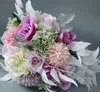 Wedding Flowers NZUK Purple Cascade Bridal Bouquet Fast Bridesmaid Holding Flowes Boque De Noiva Mariage