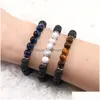 Pärlor män kvinnor 8mm lava rock sten pärla armband eterisk olja diffusor flätat rep tiger ögon yoga pärlor armband droppleverans jud dh920