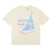 Designer Fashion Clothing Tees Tshirt 2023 New Rhudeyachtclub Yacht Club Printed Double Yarn Short Sleeve Tshirt for Men Women Fat Trendy Men Cotton Streetwear To